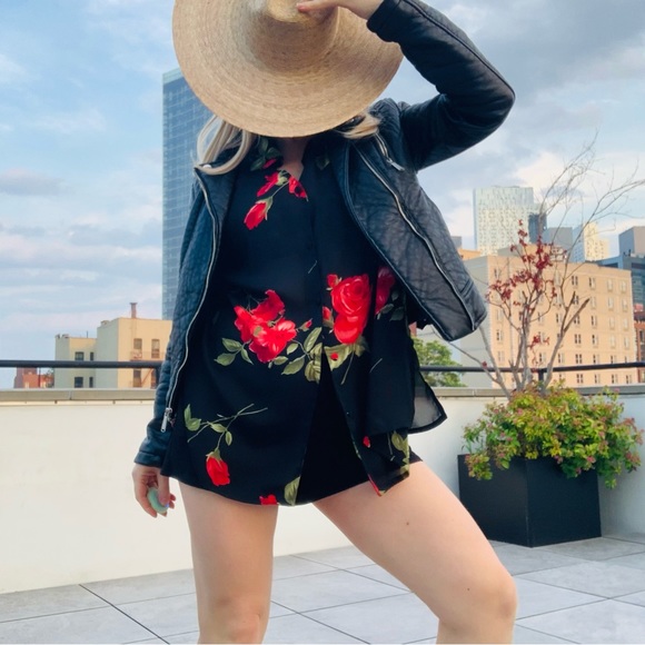 🛳 K.C.STUDIO Vintage Ruffle Long Sleeves Sheer Top Big Roses Sheer Top 22W - Picture 16 of 16